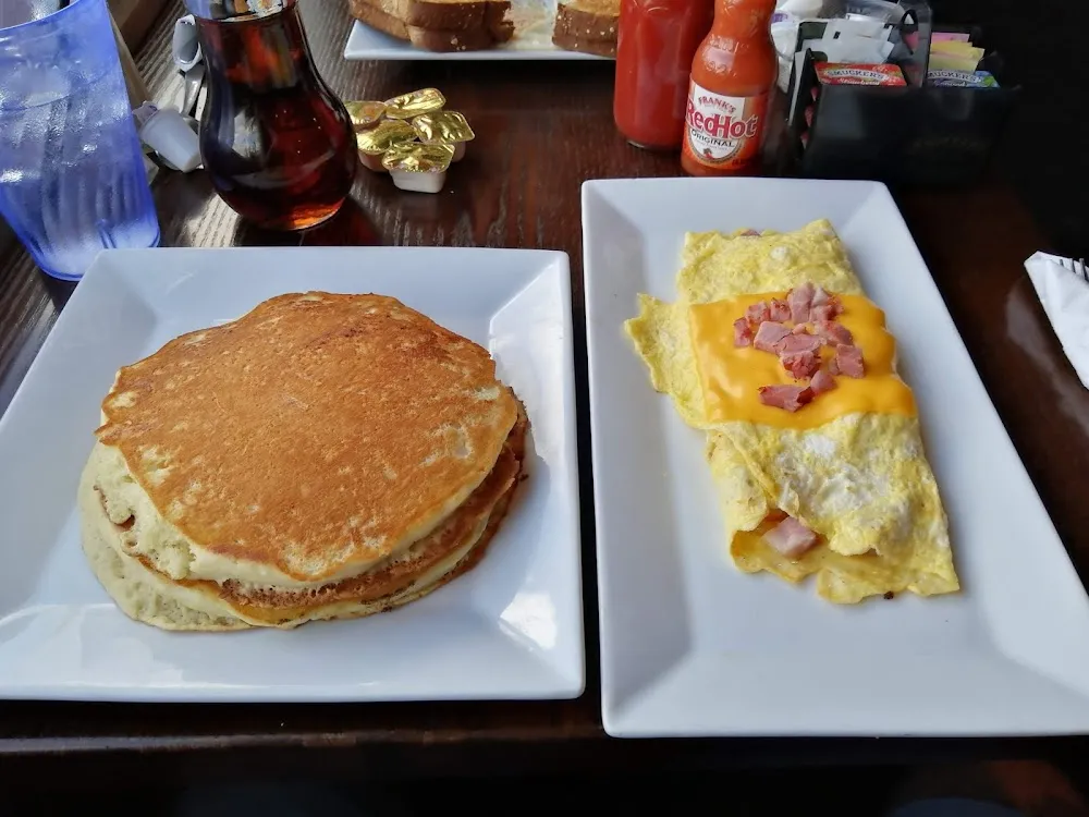 Ham and Cheese Omelette with Hot Cakes